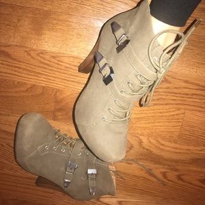 Olive Green Suede Heels